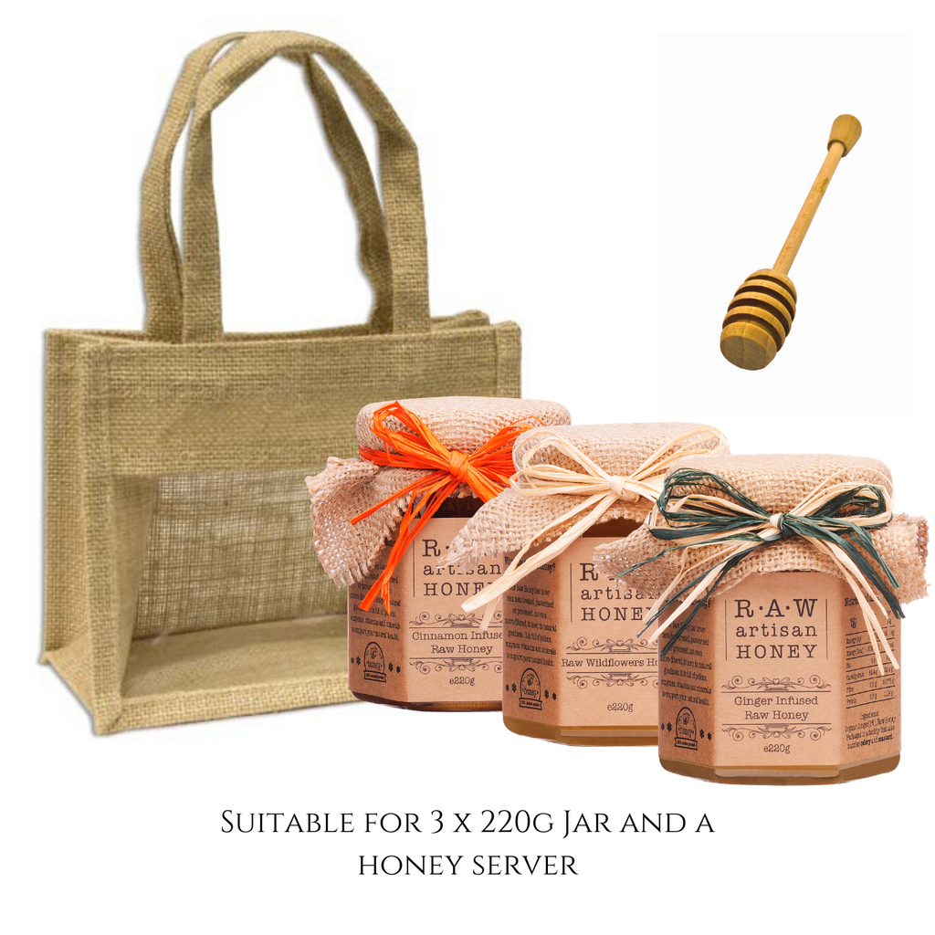 Natural Gift Bag for 3 Honey Jars