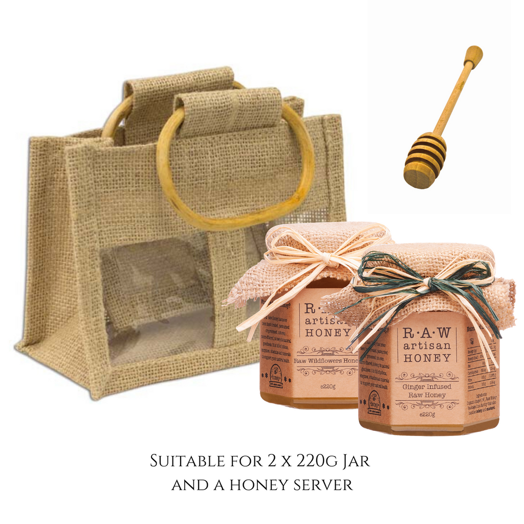 Jute Gift bag for honey jars, gift set